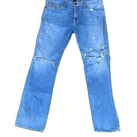 Rare True Religion Jeans Size 40 RICKY FLAP T Orange Stitch - Picture 9 of 13